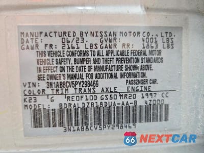 Zdjęcie 12 z 12 samochodu: 2023 NISSAN SENTRA SV VIN:3N1AB8CV5PY298469 - miniatura