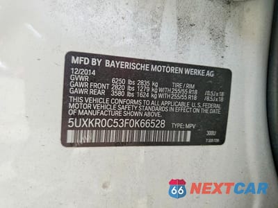 Zdjęcie 12 z 12 samochodu: 2015 BMW X5 XDRIVE35I VIN:5UXKR0C53F0K66528 - miniatura