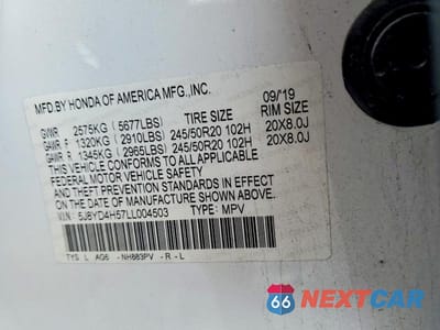 Zdjęcie 13 z 13 samochodu: 2020 ACURA MDX TECHNOLOGY VIN:5J8YD4H57LL004503 - miniatura