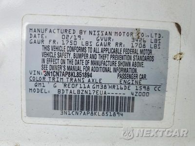 Zdjęcie 12 z 12 samochodu: 2019 NISSAN VERSA SV VIN:3N1CN7AP8KL851894 - miniatura