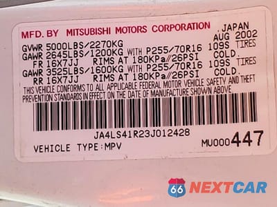 Zdjęcie 13 z 13 samochodu: 2003 MITSUBISHI MONTERO SPORT LIMITED VIN:JA4LS41R23J012428 - miniatura
