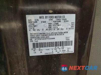 Zdjęcie 12 z 12 samochodu: 2007 FORD F150 SUPERCREW VIN:1FTPW14V97FA33496 - miniatura