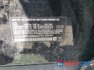 Zdjęcie 13 z 13 samochodu: 2022 BMW X3 SDRIVE30I VIN:5UX43DP01N9N22711 - miniatura