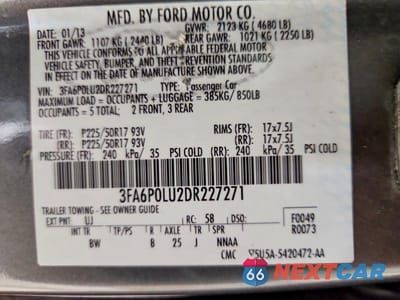 Zdjęcie 12 z 12 samochodu: 2013 FORD FUSION SE HYBRID VIN:3FA6P0LU2DR227271 - miniatura