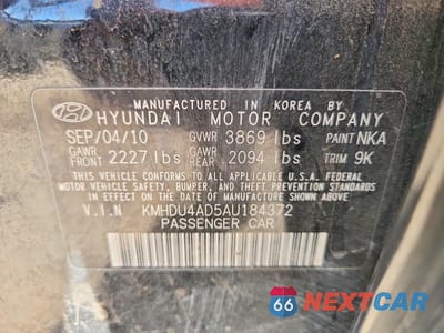 Zdjęcie 13 z 13 samochodu: 2010 HYUNDAI ELANTRA GLS VIN:KMHDU4AD5AU184372 - miniatura