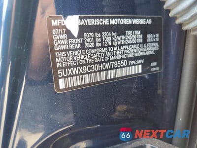 Zdjęcie 13 z 13 samochodu: 2017 BMW X3 XDRIVE28I VIN:5UXWX9C30H0W78550 - miniatura