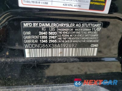 Zdjęcie 12 z 12 samochodu: 2008 MERCEDES-BENZ S 550 4MATIC VIN:WDDNG86X38A192692 - miniatura