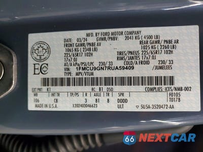 Zdjęcie 14 z 14 samochodu: 2024 FORD ESCAPE ACTIVE VIN:1FMCU9GN7RUA59409 - miniatura