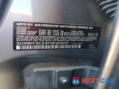 Zdjęcie 14 z 14 samochodu: 2015 BMW X3 XDRIVE28D VIN:5UXWY3C53F0E95932 - miniatura