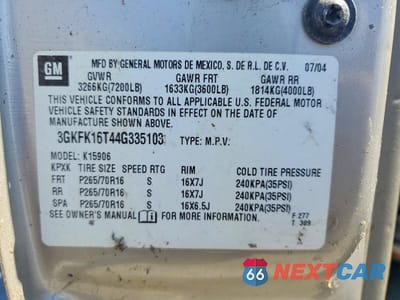 Zdjęcie 13 z 13 samochodu: 2004 GMC YUKON XL K1500 VIN:3GKFK16T44G335103 - miniatura