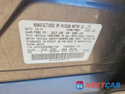 Zdjęcie 12 z 12 samochodu: 2012 INFINITI G25 SEDAN X VIN:JN1DV6AR9CM861745 - miniatura