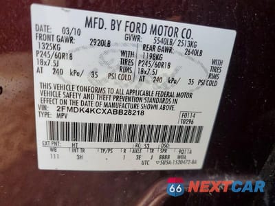 Zdjęcie 13 z 13 samochodu: 2010 FORD EDGE LIMITED VIN:2FMDK4KCXABB28218 - miniatura