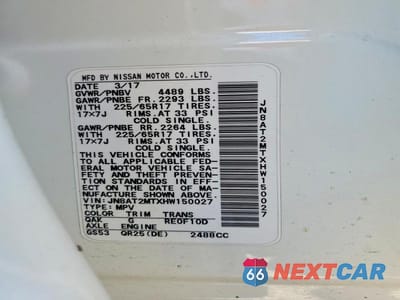 Zdjęcie 14 z 14 samochodu: 2017 NISSAN ROGUE S VIN:JN8AT2MTXHW150027 - miniatura
