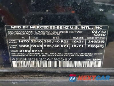 Zdjęcie 13 z 13 samochodu: 2012 MERCEDES-BENZ GL 550 4MATIC VIN:4JGBF8GE3CA790587 - miniatura