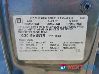 Zdjęcie 12 z 12 samochodu: 2000 CHEVROLET SILVERADO C1500 VIN:2GCEC19T4Y1359075 - miniatura