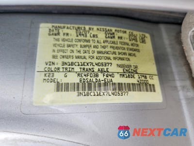 Zdjęcie 13 z 13 samochodu: 2007 NISSAN VERSA 1.8 S VIN:3N1BC11EX7L405377 - miniatura