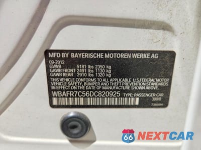 Zdjęcie 12 z 12 samochodu: 2013 BMW 535 I VIN:WBAFR7C56DC820925 - miniatura