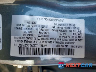 Zdjęcie 13 z 13 samochodu: 2013 MAZDA CX-9 TOURING VIN:JM3TB3CV0D0401271 - miniatura