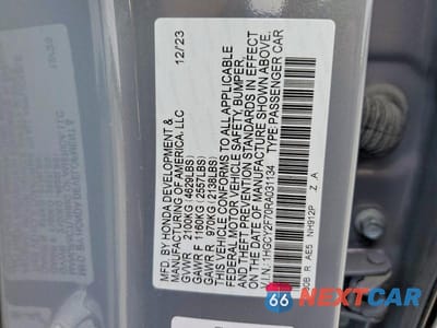 Zdjęcie 12 z 12 samochodu: 2024 HONDA ACCORD HYBRID SPORT-L VIN:1HGCY2F70RA031134 - miniatura