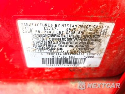 Zdjęcie 12 z 12 samochodu: 2018 NISSAN SENTRA SV VIN:3N1AB7AP0JL614315 - miniatura