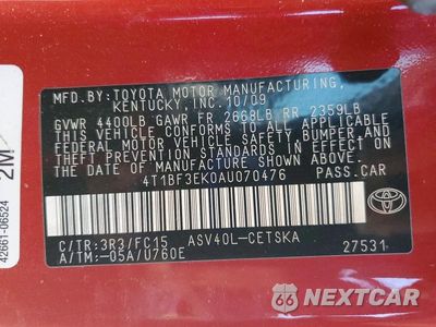 Zdjęcie 12 z 12 samochodu: 2010 TOYOTA CAMRY SE VIN:4T1BF3EK0AU070476 - miniatura