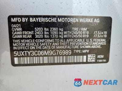 Zdjęcie 13 z 13 samochodu: 2021 BMW X3 SDRIVE30I VIN:5UXTY3C06M9G76989 - miniatura