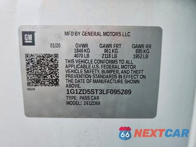 Zdjęcie 13 z 13 samochodu: 2020 CHEVROLET MALIBU LT VIN:1G1ZD5ST3LF095289 - miniatura