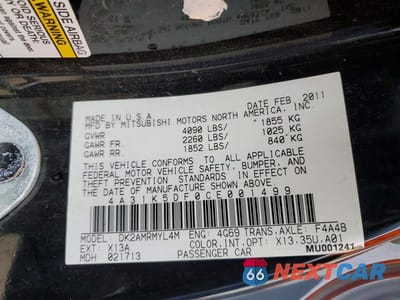 Zdjęcie 12 z 12 samochodu: 2012 MITSUBISHI ECLIPSE GS SPORT VIN:4A31K5DF0CE001499 - miniatura