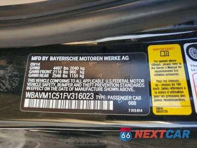 Zdjęcie 13 z 13 samochodu: 2015 BMW X1 SDRIVE28I VIN:WBAVM1C51FV316023 - miniatura