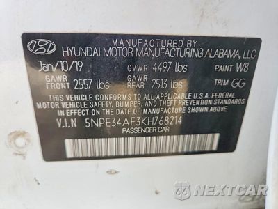 Zdjęcie 12 z 12 samochodu: 2019 HYUNDAI SONATA SEL VIN:5NPE34AF3KH768214 - miniatura