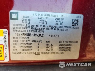 Zdjęcie 13 z 13 samochodu: 2017 CHEVROLET TRAVERSE LT VIN:1GNKRHKD8HJ153882 - miniatura