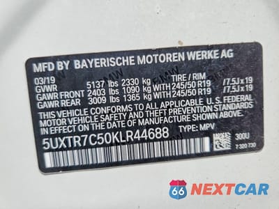 Zdjęcie 13 z 13 samochodu: 2019 BMW X3 SDRIVE30I VIN:5UXTR7C50KLR44688 - miniatura