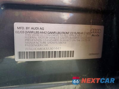 Zdjęcie 12 z 12 samochodu: 2003 AUDI A4 1.8T VIN:WAUJC68E83A301447 - miniatura