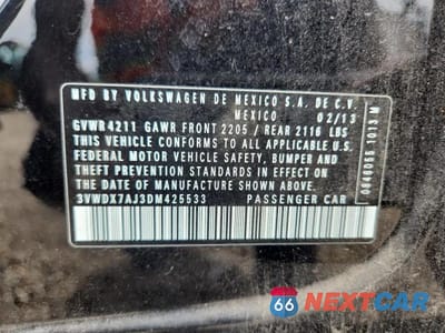 Zdjęcie 12 z 12 samochodu: 2013 VOLKSWAGEN JETTA SE VIN:3VWDX7AJ3DM425533 - miniatura