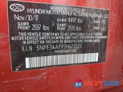Zdjęcie 12 z 12 samochodu: 2018 HYUNDAI SONATA SEL VIN:5NPE34AF9JH672523 - miniatura