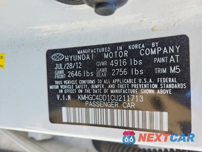 Zdjęcie 12 z 12 samochodu: 2012 HYUNDAI GENESIS 3.8L VIN:KMHGC4DD1CU211713 - miniatura