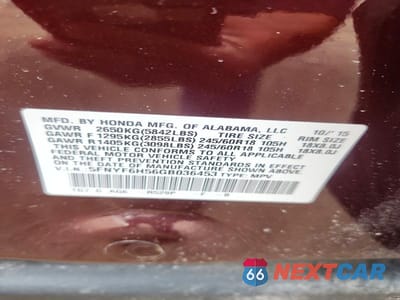 Zdjęcie 13 z 13 samochodu: 2016 HONDA PILOT EXL VIN:5FNYF6H56GB036453 - miniatura