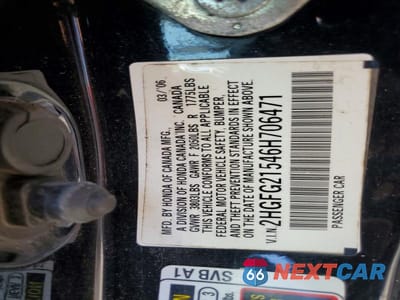 Zdjęcie 12 z 12 samochodu: 2006 HONDA CIVIC SI VIN:2HGFG21546H706471 - miniatura