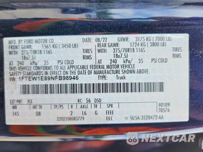 Zdjęcie 12 z 12 samochodu: 2022 FORD F150 SUPERCREW VIN:1FTEW1E89NFB98946 - miniatura