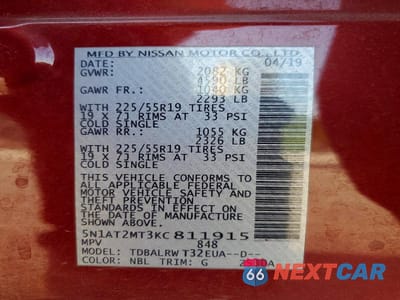 Zdjęcie 13 z 13 samochodu: 2019 NISSAN ROGUE SL VIN:5N1AT2MT3KC811915 - miniatura
