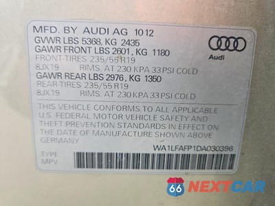 Zdjęcie 12 z 12 samochodu: 2013 AUDI Q5 PREMIUM PLUS VIN:WA1LFAFP1DA030396 - miniatura