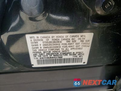 Zdjęcie 13 z 13 samochodu: 2004 ACURA MDX VIN:2HNYD18264H537888 - miniatura