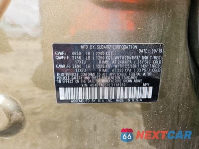 Zdjęcie 13 z 13 samochodu: 2020 SUBARU OUTBACK PREMIUM VIN:4S4BTACC0L3118253 - miniatura