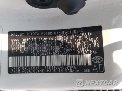 Zdjęcie 14 z 14 samochodu: 2013 TOYOTA COROLLA BASE VIN:2T1BU4EE4DC966159 - miniatura