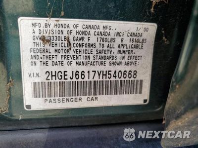 Zdjęcie 12 z 12 samochodu: 2000 HONDA CIVIC BASE VIN:2HGEJ6617YH540668 - miniatura