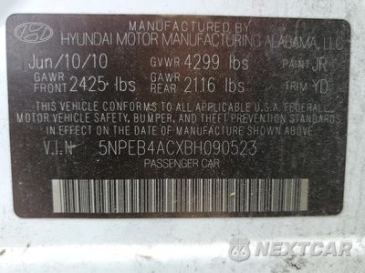 Zdjęcie 12 z 12 samochodu: 2011 HYUNDAI SONATA GLS VIN:5NPEB4ACXBH090523 - miniatura