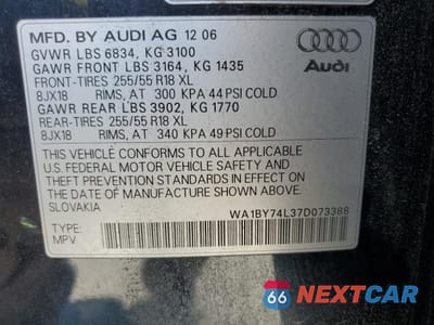 Zdjęcie 13 z 13 samochodu: 2007 AUDI Q7 3.6 QUATTRO PREMIUM VIN:WA1BY74L37D073388 - miniatura