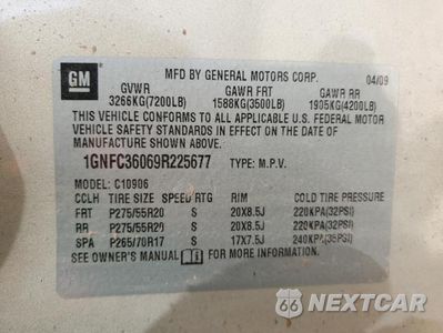 Zdjęcie 13 z 13 samochodu: 2009 CHEVROLET SUBURBAN C1500 LTZ VIN:1GNFC36069R225677 - miniatura