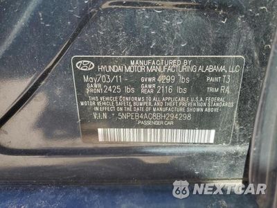 Zdjęcie 12 z 12 samochodu: 2011 HYUNDAI SONATA GLS VIN:5NPEB4AC8BH294298 - miniatura