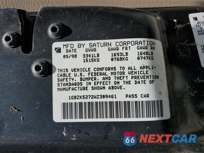 Zdjęcie 12 z 12 samochodu: 1998 SATURN SL2 VIN:1G8ZK5272WZ309461 - miniatura